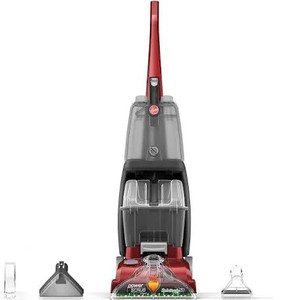 lot 7539 image: Hoover Power Scrub Deluxe Carpet Cleaner Machine, Upright Shampooer, FH50150, Red