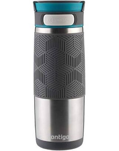 lot 7546 image: Contigo Autoseal Transit Stainless Steel Travel Mug, 16 Oz, Stainless Steel with Blue