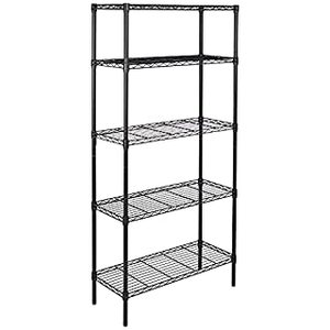 lot 1555 image: Amazon Basics 5-Shelf Adjustable, Heavy Duty Storage Shelving Unit (350 lbs loading capacity per shelf), Steel Organizer Wire Rack, Black (36L x 14W x 72H) (B018YLFJX4)