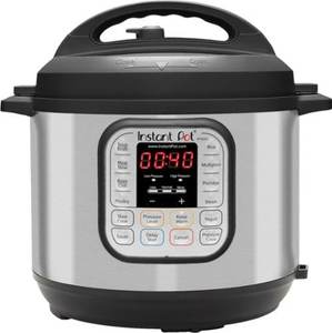 lot 1556 image: Instant Pot - 6 Quart Duo 7-in-1 Electric Pressure Cooker - Silver - brushed stainless steel