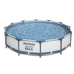 lot 1557 image: Bestway - Steel Pro Max 12ft. x 30in. Frame Round Above Ground Swimming Pool w Pump - Gray