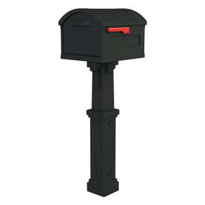 lot 1562 image: Gibraltar Mailboxes Grand Haven Extra Large Plastic Mailbox and Post Combo Black GHC40B0154 H x 16.6 x 20