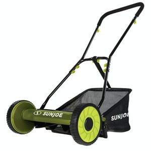 lot 7587 image: Sun Joe MJ500M Manual Reel Mower w Grass Catcher 16 inch