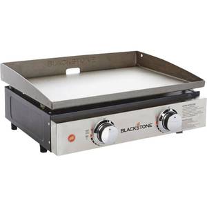 lot 8992 image: Blackstone 2-Burner 22 Tabletop Griddle with Stainless Steel Front 56CmX53CmX23.6Cm