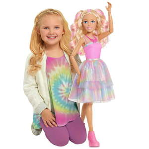 lot 10230 image: Just Play Barbie 28-inch Tie Dye Style Best Fashion Friend Blonde Hair Kids Toys for Ages 3 up