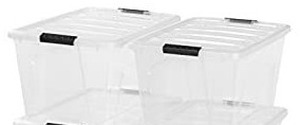 lot 10239 image: IRIS USA 54 Qt Clear Plastic Storage Box with Latches 2 Pack