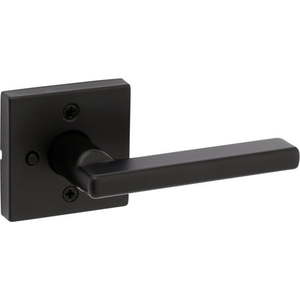 lot 12005 image: Kwikset Halifax Matte Black Steel Privacy Lever Door Handle 730HFL SQT 514 CP