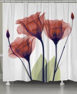 lot 12013 image: Laural Home Red Gentian X-ray Flowers Shower Curtain Bedding