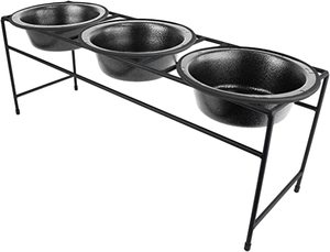 lot 2081 image: Platinum Pets - Trio Pet Bowls and Wire Stand