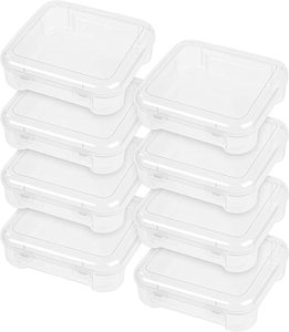 lot 8995 image: IRIS USA 8 Pack Clear Scrapbook Paper Storage Boxes, Portable Craft and Art Project Case for 6 x 6 Photos, Plastic Storage Box
