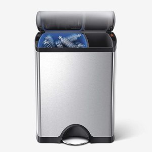 lot 10245 image: SimpleHuman 46L Two Compartment Trash Can