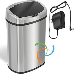 lot 10257 image: SensorCan 13 Gallon Oval Stainless Steel Automatic Sensor Trash Can