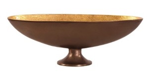lot 12012 image: Oblong Bronze Footed Bowl With Gold Lust