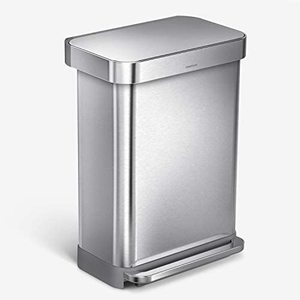 lot 12086 image: Simple Human 55L14.5G Kitchen Step Trash Can Stainless Steel