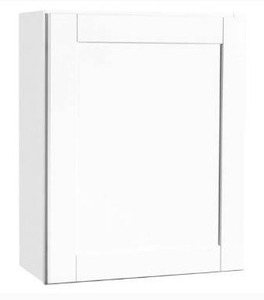 lot 1650 image: Hampton Bay Shaker Satin White Stock Assembled Wall Kitchen Cabinet (24 in. x 30 in. x 12 in.)