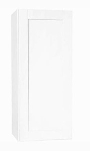 lot 2068 image: Hampton Bay Shaker Satin White Stock Assembled Wall Kitchen Cabinet (18 in. x 42 in. x 12 in.) SLIGHT CORNER DAMAGE