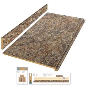 lot 5955 image: Hampton Bay 4 ft. Brown Laminate Countertop Kit with Full Wrap Ogee Edge in Winter Carnival Granite