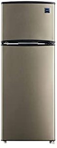 lot 6008 image: RCA RFR725 2 Door Apartment Size Refrigerator with Freezer, Stainless (B082PMYZ2X)- Retail $395.55
