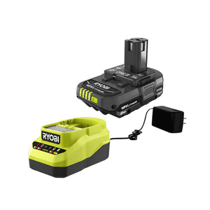 lot 7738 image: RYOBI ONE 18V Lithium-Ion 2.0 Ah Compact Battery and Charger Starter Kit