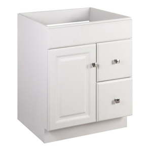 lot 7772 image: Design House Wyndham 24-Inch 1-Door Bathroom Vanity Without Top in White- Retail $295.55