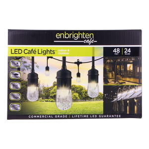 lot 1659 image: Enbrighten Classic Shatterproof LED Cafe String Lights 48ft.