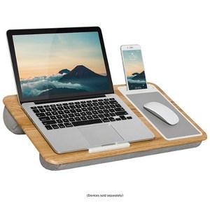lot 2114 image: LapGear - Home Office Lap Desk for 15.6 Laptop - Oak Woodgrain