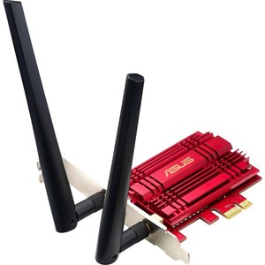lot 2116 image: ASUS - AC1300 Dual-Band Wireless PCI Express Network Card - Red