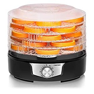 lot 3008 image: Chefman 5-Tray Food Dehydrator, 11.4-Inch Transparent Trays, Adjustable Temperature Control, Easily Create Dried Snacks For The Family, Prepare Fruits, Jerky, Vegetables, Meats, & Herbs (B08RHF6WH1)