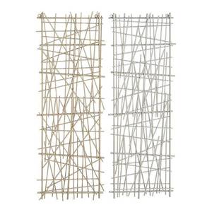 lot 5977 image: CosmoLiving by Cosmopolitan Set of 2 Multi Colored Metal Modern Abstract Wall Decor, 13 x 36