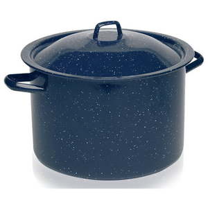 lot 5990 image: Imusa Blue Speckled Enamel Stock Pot 6 Quart Blue