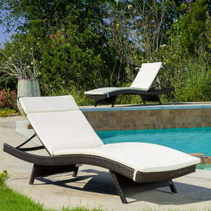 lot 6027 image: Salem Outdoor Chaise Lounge Cushion (Set of 2) by Christopher Knight Home- Retail$171.99