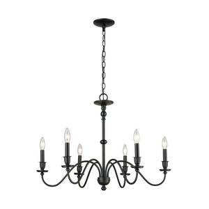 lot 6039 image: Collins 6-Light Chandelier, Matte Black- Retail$362.00
