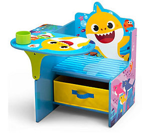 lot 10328 image: Baby Shark Chair Desk with Storage Bin - Ideal for Arts & Crafts, Snack Time, Homeschooling, Homework & More by Delta Children