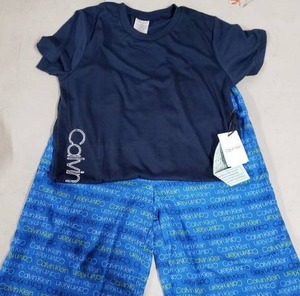 lot 2126 image: Calvin Klein Boys 2 Piece Pajama Set - Size XL 1416 - blues and green