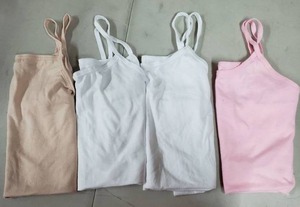 lot 2128 image: Fruit of the Loom Girls Tanks - Set of 4 - Pink, White and Nude - Size Large