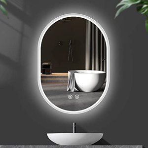 lot 1653 image: Wall Mounted - Oval Lighted Vanity LED Mirror, 35 x 23.5