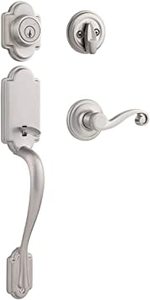 lot 2070 image: Kwikset Arlington Single Cylinder Handleset with Lido Door Lever in Satin Nickel