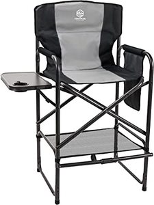 lot 1664 image: Coastrail Outdoor Tall Directors Chair Foldable 30 Bar Height,Padded Comfort Big Camping Chair with Side Table (missing footrest fabric)