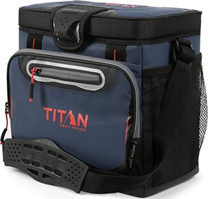 lot 1667 image: Titan Deep Freeze 30 Can Zipper less Hard Body Cooler, Navy