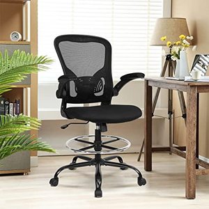 lot 2110 image: Ergonomic Drafting Chair, Tall Office Chair, Reception Desk Chair Mesh Computer Chair