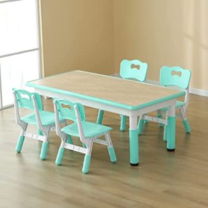lot 3005 image: CuFun Kids Table And 4 Chairs For Boys And Girls LIME Green (stock photo shows MINT green)