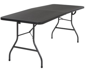 lot 3021 image: COSCO Deluxe 6ftx30 Folding Blow Molded Table Black