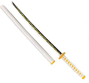 lot 7779 image: Fantasy Slayer Foam Sword Lighting Foam Katana Props Replica. for Collections, Gifts, Cosplay for Anime Shows White-Yellow