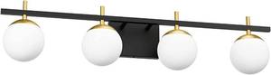 lot 7791 image: Ralbay Mid Century Modern Vanity Light Fixture 4-Light Milky Glass Modern Bathroom Vanity Lights Over Mirror, BlackGolden Modern Vanity Light for Bathroom