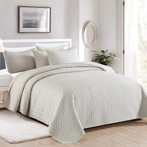 lot 6035 image: JML 3-piece Fashionable Solid Embossed Quilt Set Bedspread Cover KING