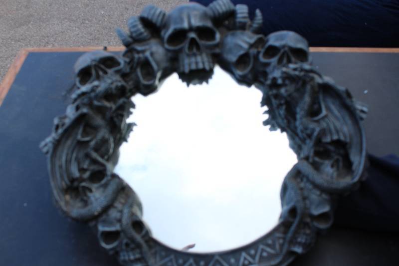 lot 1190 image: Skull Mirror With Dragons