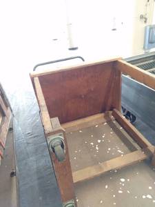 lot 50110 image: 3 X 3 Wood Desk On Wheels CART NOT INCLUDED