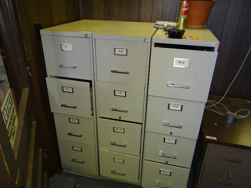 lot 1028 image: 3 Four Drawer File Cabinets.