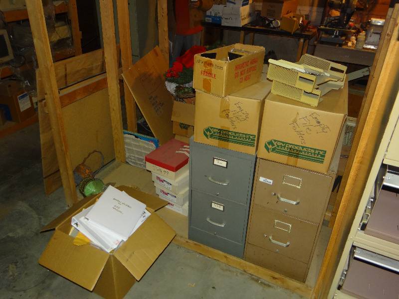lot 1080 image: 2, 2 Drawer Filing Cabinets W2 Boxes Of Empty File Folders.