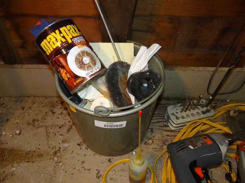 lot 1101 image: Table & Contents Black & Decker Drill & Saw Hand Saw Extrusion Cords.